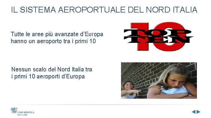 IL SISTEMA AEROPORTUALE DEL NORD ITALIA Tutte le aree più avanzate d’Europa hanno un