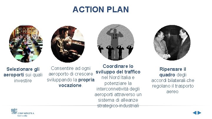 ACTION PLAN Coordinare lo Consentire ad ogni Selezionare gli sviluppo del traffico aeroporti sui