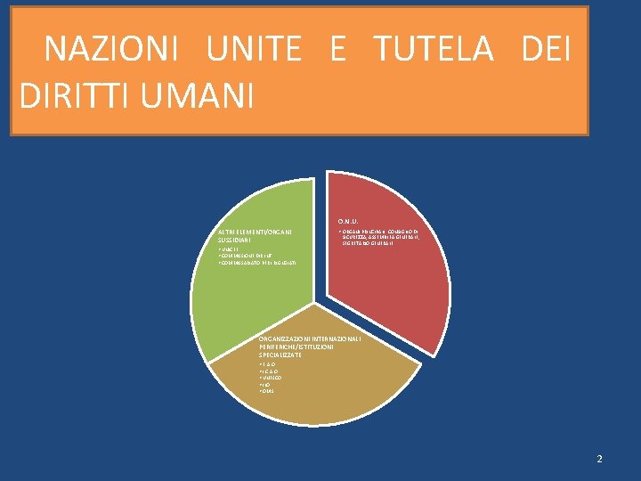 NAZIONI UNITE E TUTELA DEI DIRITTI UMANI O. N. U. ALTRI ELEMENTI/ORGANI SUSSIDIARI •