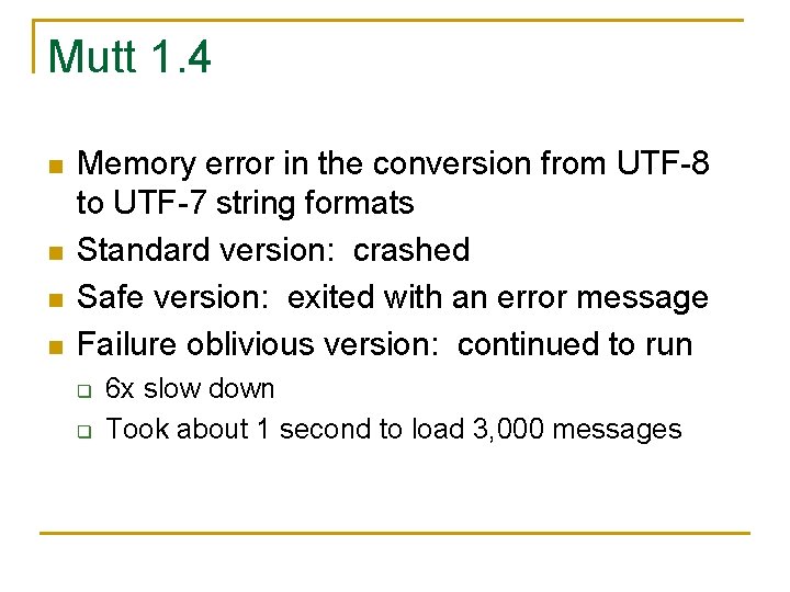 Mutt 1. 4 n n Memory error in the conversion from UTF-8 to UTF-7