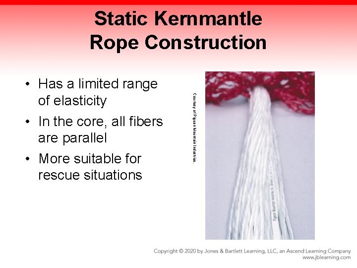 Static Kernmantle Rope Construction Courtesy of Pigeon Mountain Industries. • Has a limited range Static Kernmantle Rope Construction Courtesy of Pigeon Mountain Industries. • Has a limited range