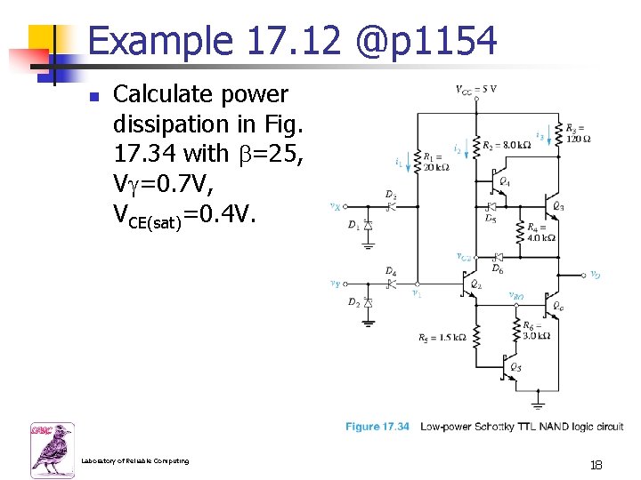 Example 17. 12 @p 1154 n Calculate power dissipation in Fig. 17. 34 with