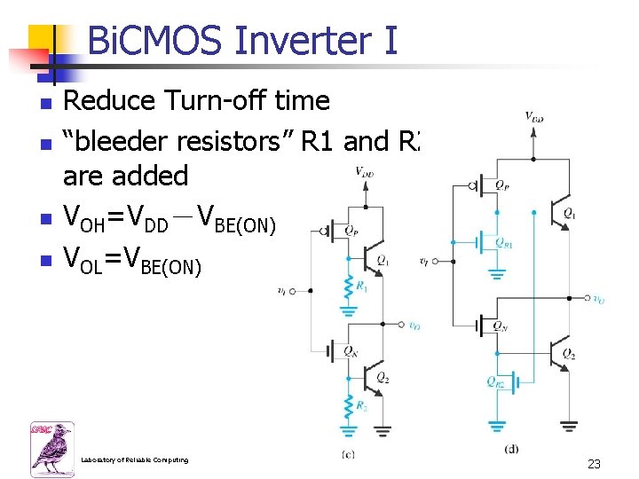 Bi. CMOS Inverter I n n Reduce Turn-off time “bleeder resistors” R 1 and