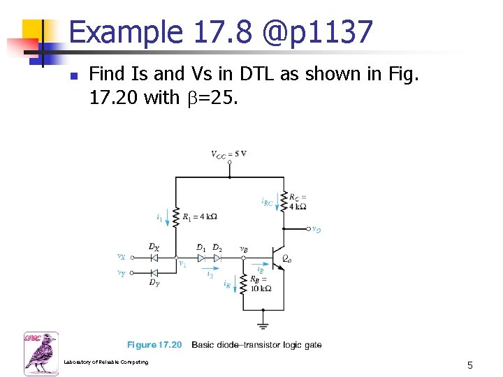 Example 17. 8 @p 1137 n Find Is and Vs in DTL as shown