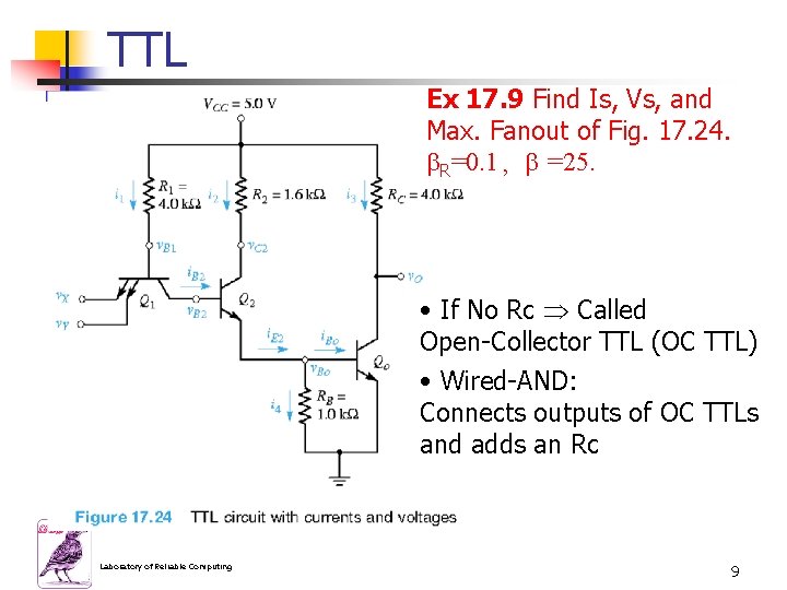 TTL Ex 17. 9 Find Is, Vs, and Max. Fanout of Fig. 17. 24.