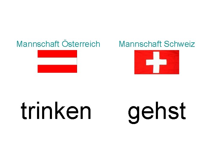 Mannschaft Österreich Mannschaft Schweiz trinken gehst 
