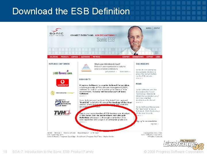 Download the ESB Definition 18 SOA-7: Introduction to the Sonic ESB Product Family ©