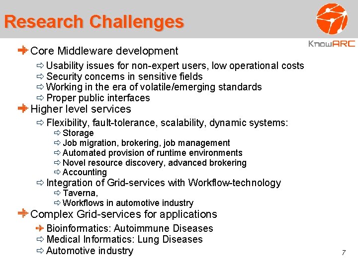 Research Challenges Core Middleware development Usability issues for non-expert users, low operational costs Security