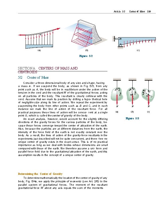 Article 5/2 Center of Mass 235 w (a) (b) (c) Figure 5/2 SECTION A Article 5/2 Center of Mass 235 w (a) (b) (c) Figure 5/2 SECTION A