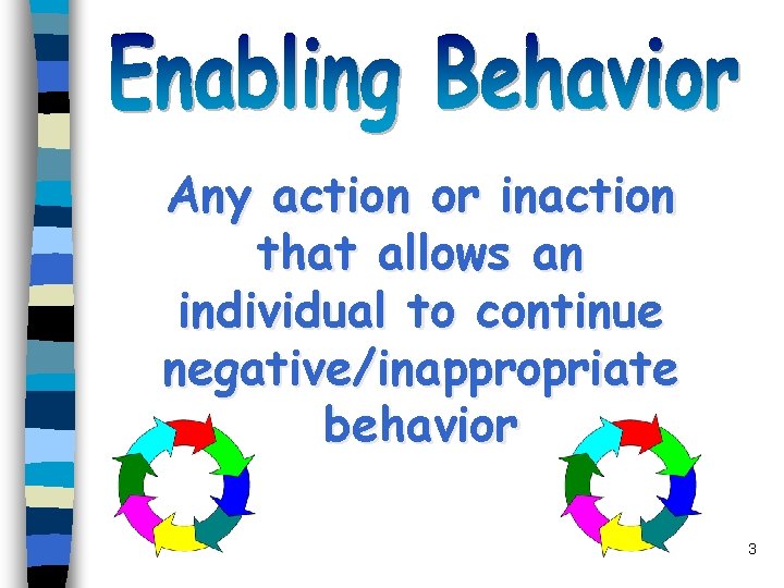 Any action or inaction that allows an individual to continue negative/inappropriate behavior 3 