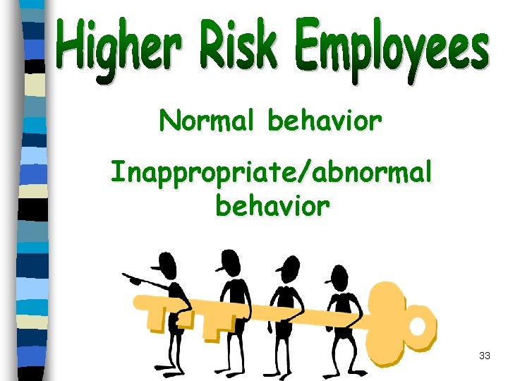 Normal behavior Inappropriate/abnormal behavior 33 