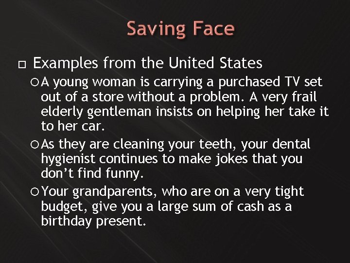  Examples from the United States A young woman is carrying a purchased TV