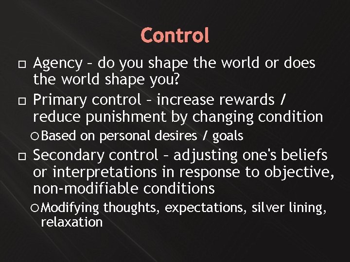 Control Agency – do you shape the world or does the world shape you?