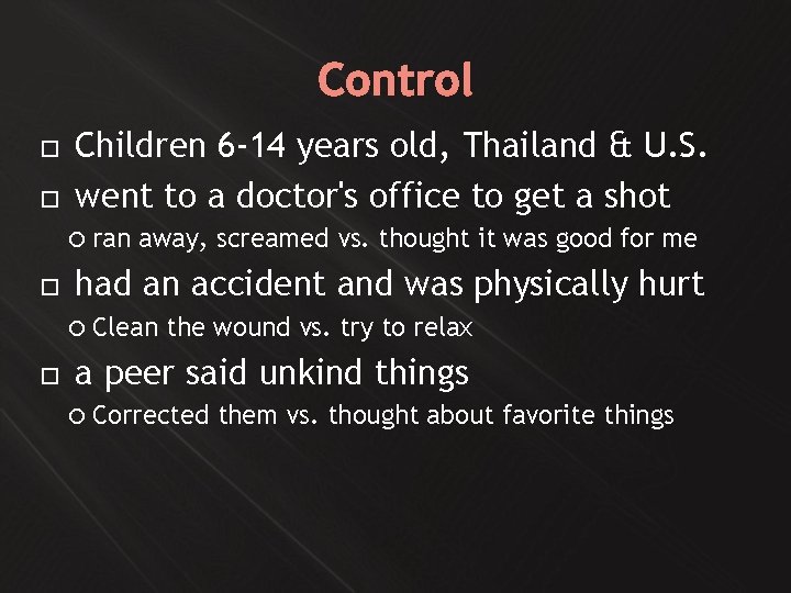 Control Children 6 -14 years old, Thailand & U. S. went to a doctor's