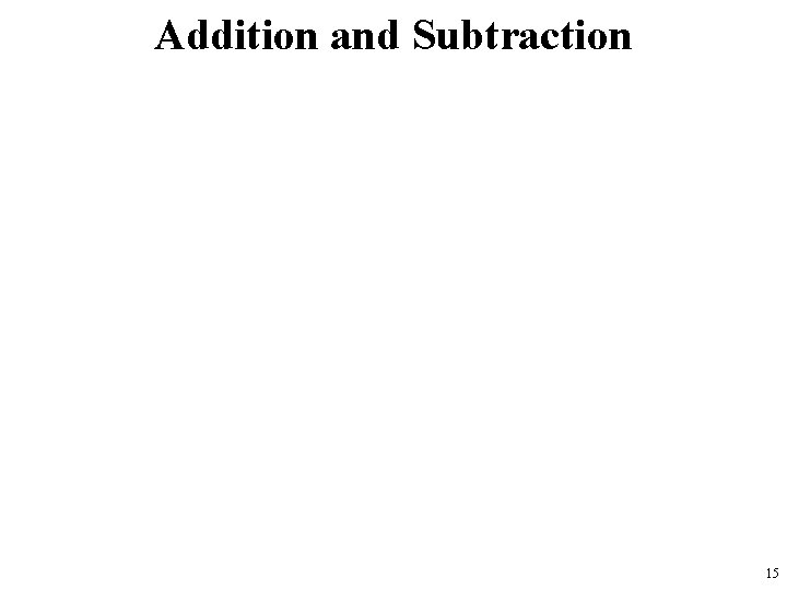 Addition and Subtraction 15 