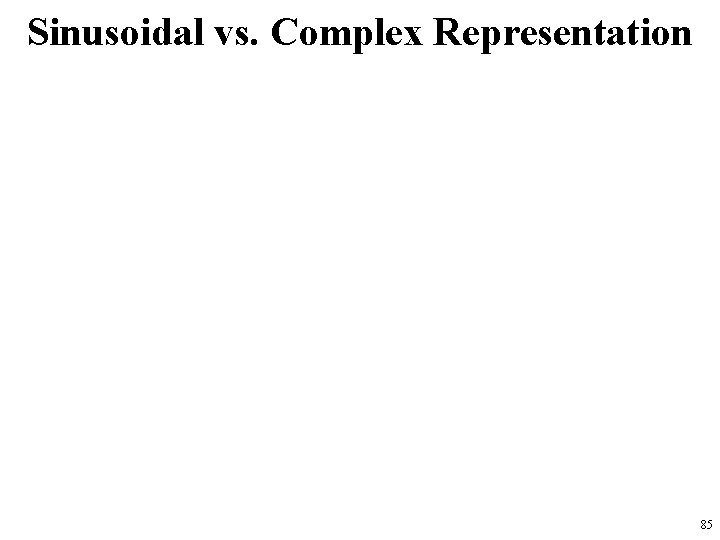 Sinusoidal vs. Complex Representation 85 