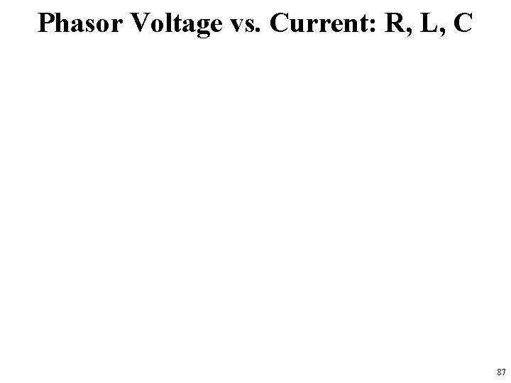 Phasor Voltage vs. Current: R, L, C 87 