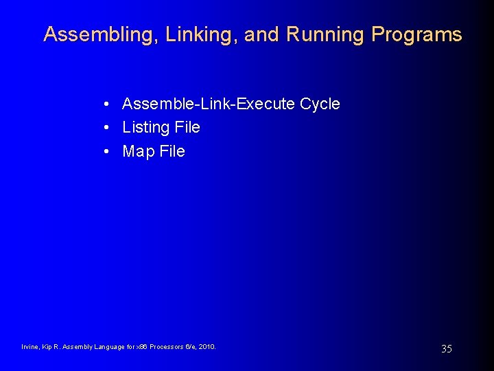 Assembling, Linking, and Running Programs • Assemble-Link-Execute Cycle • Listing File • Map File