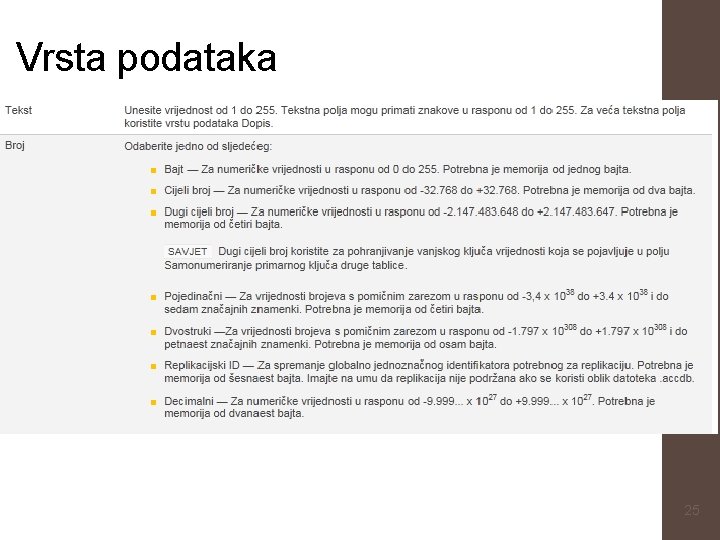 Vrsta podataka 25 