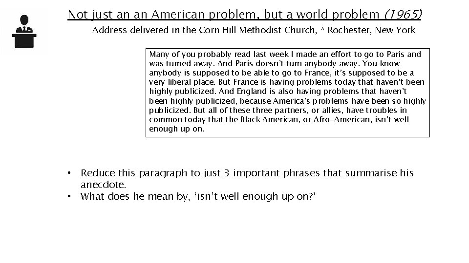 Not just an an American problem, but a world problem (1965) Address delivered in