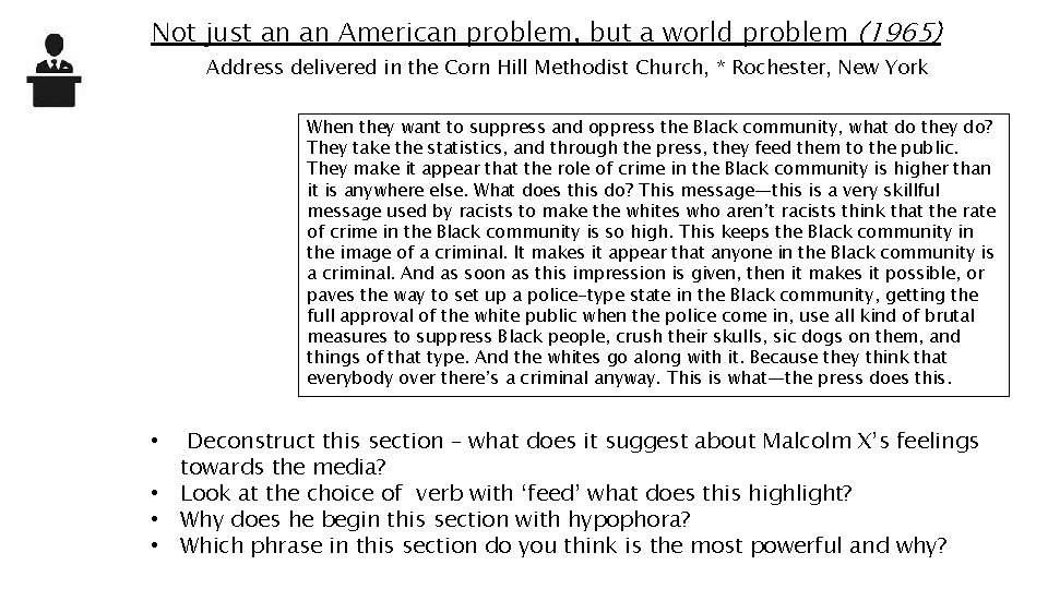 Not just an an American problem, but a world problem (1965) Address delivered in