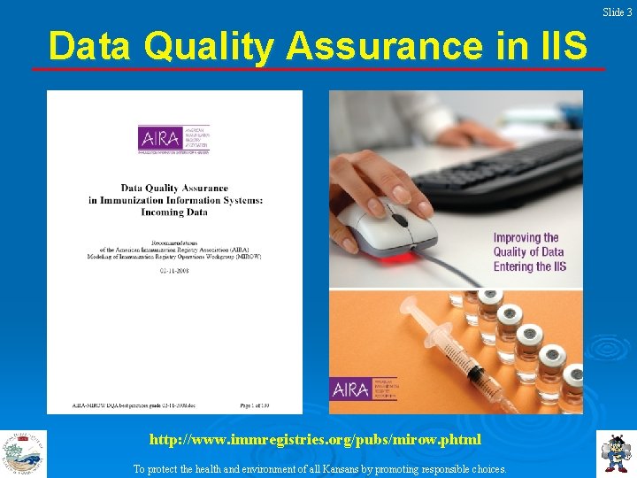 Slide 3 Data Quality Assurance in IIS http: //www. immregistries. org/pubs/mirow. phtml To protect