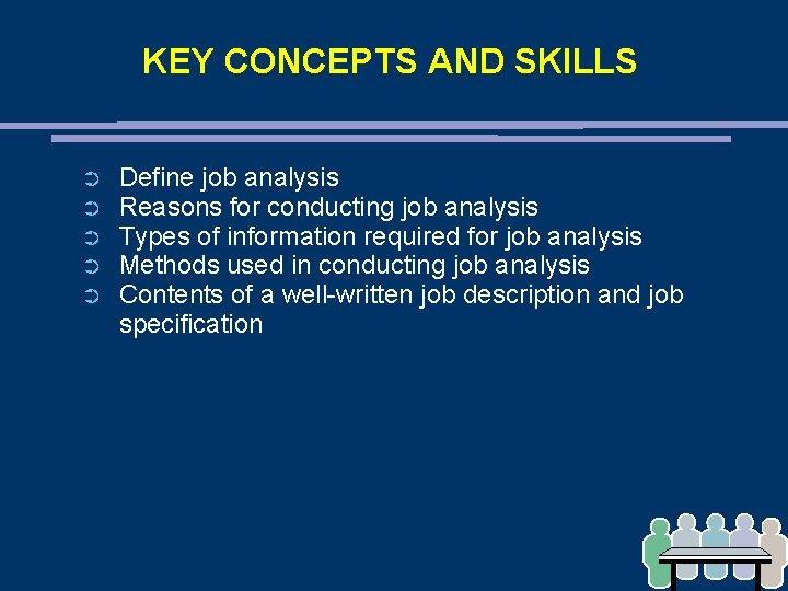 KEY CONCEPTS AND SKILLS ➲ ➲ ➲ Define job analysis Reasons for conducting job