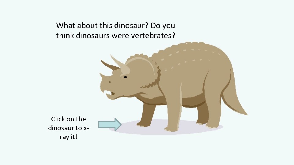 What about this dinosaur? Do you think dinosaurs were vertebrates? Click on the dinosaur