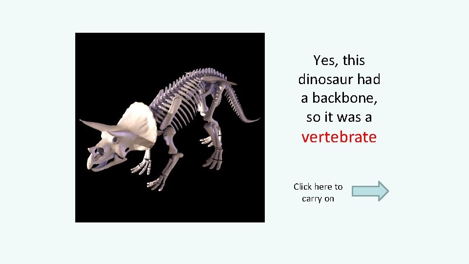 Yes, this dinosaur had a backbone, so it was a vertebrate Click here to