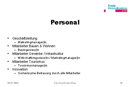 Personal • Geschäftsleitung – Marketingmanager|in • Mitarbeiter Bauen & Wohnen – Bauingenieur|in • Mitarbeiter