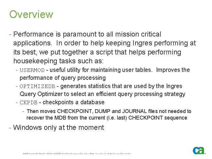 Overview - Performance is paramount to all mission critical applications. In order to help