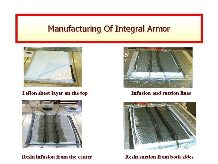 Manufacturing Of Integral Armor Teflon sheet layer on the top Resin infusion from the