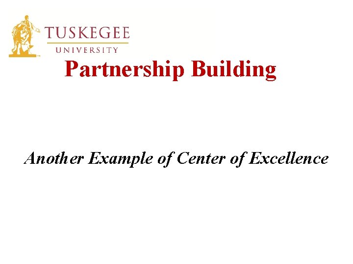 Partnership Building Another Example of Center of Excellence 