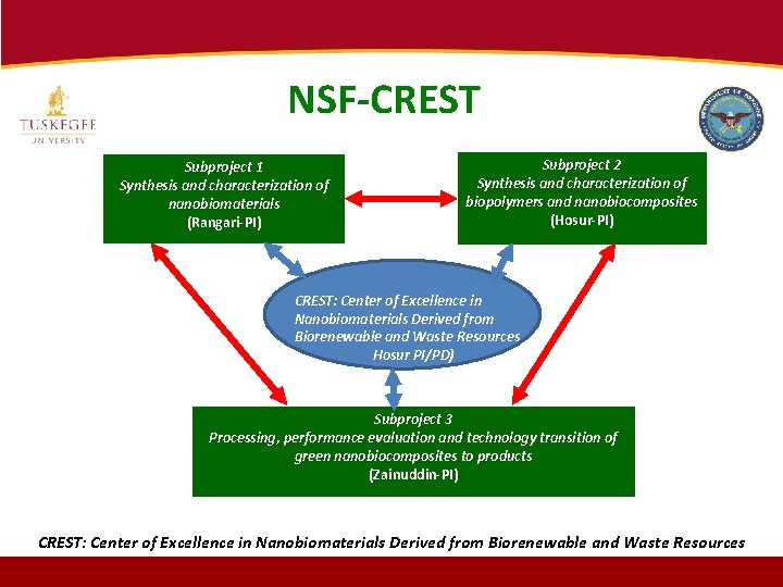 NSF-CREST Subproject 1 Synthesis and characterization of nanobiomaterials (Rangari-PI) Subproject 2 Synthesis and characterization