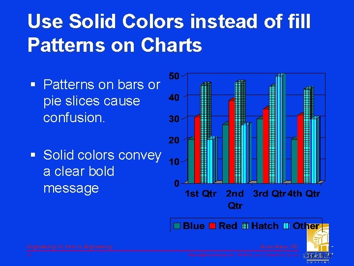 Use Solid Colors instead of fill Patterns on Charts § Patterns on bars or