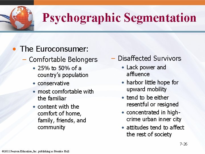 Psychographic Segmentation • The Euroconsumer: – Comfortable Belongers • 25% to 50% of a