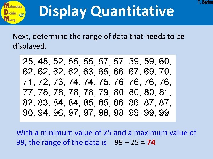 Display Quantitative Next, determine the range of data that needs to be displayed. With