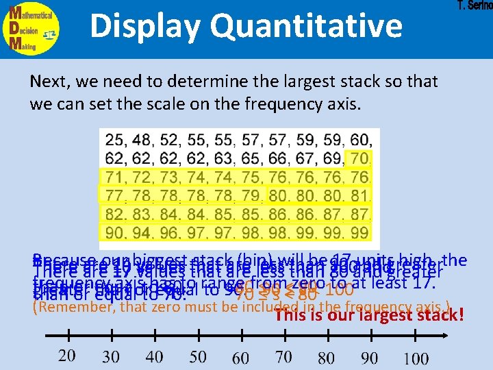 Display Quantitative Next, we need to determine the largest stack so that we can