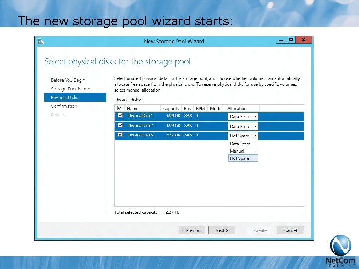 The new storage pool wizard starts: 