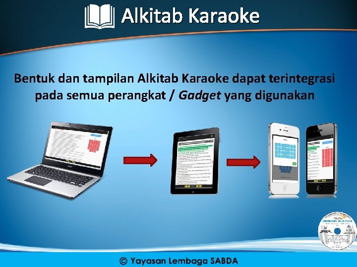 Alkitab Karaoke Bentuk dan tampilan Alkitab Karaoke dapat terintegrasi pada semua perangkat / Gadget