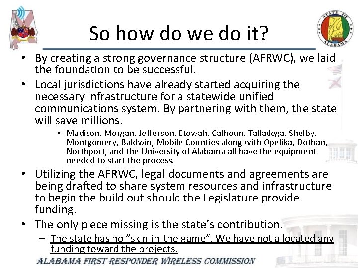So how do we do it? • By creating a strong governance structure (AFRWC),
