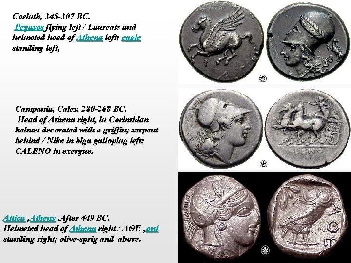 Corinth, 345 -307 BC. Pegasos flying left / Laureate and helmeted head of Athena