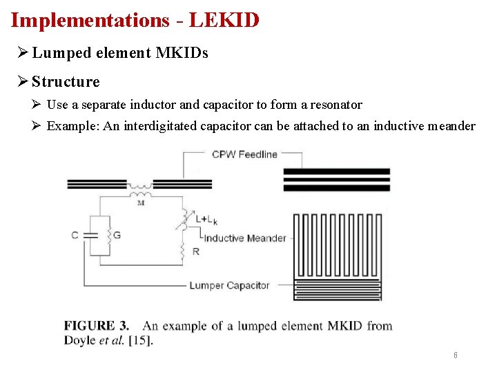 Implementations - LEKID Ø Lumped element MKIDs Ø Structure Ø Use a separate inductor