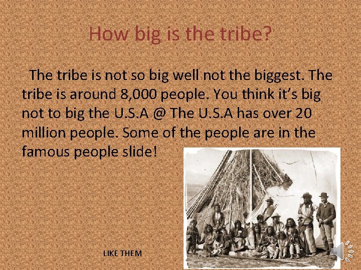 How big is the tribe? The tribe is not so big well not the