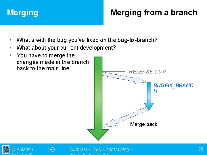 Merging from a branch • What’s with the bug you've fixed on the bug-fix-branch?