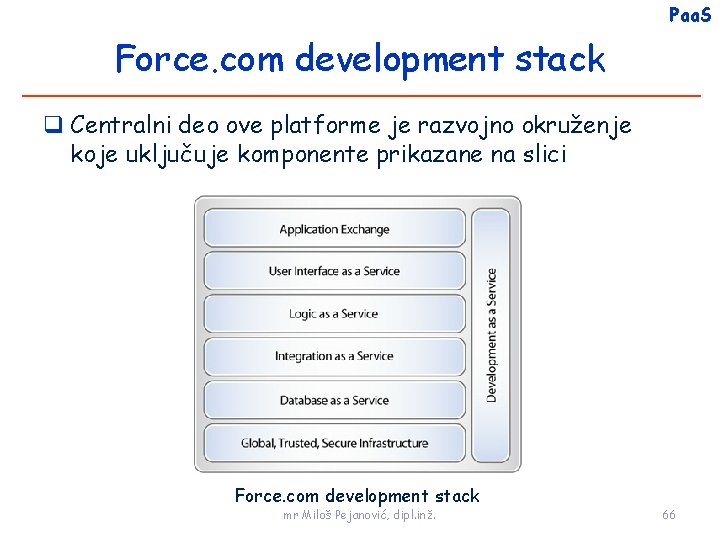 Paa. S Force. com development stack Centralni deo ove platforme je razvojno okruženje koje