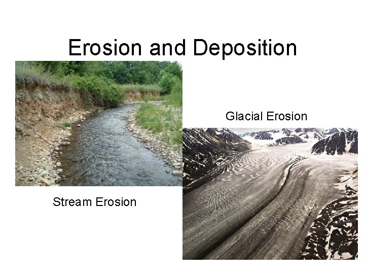 Erosion and Deposition Glacial Erosion Stream Erosion 