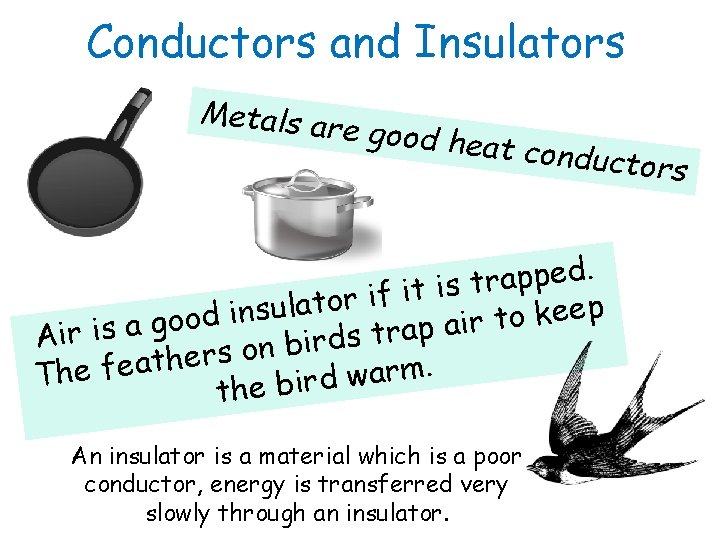 Conductors and Insulators Metals ar e good heat conducto . d e p p