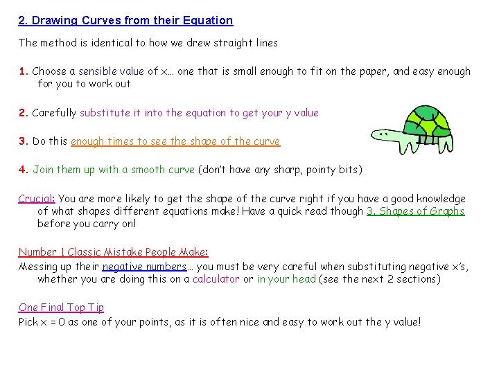 2. Drawing Curves from their Equation The method is identical to how we drew