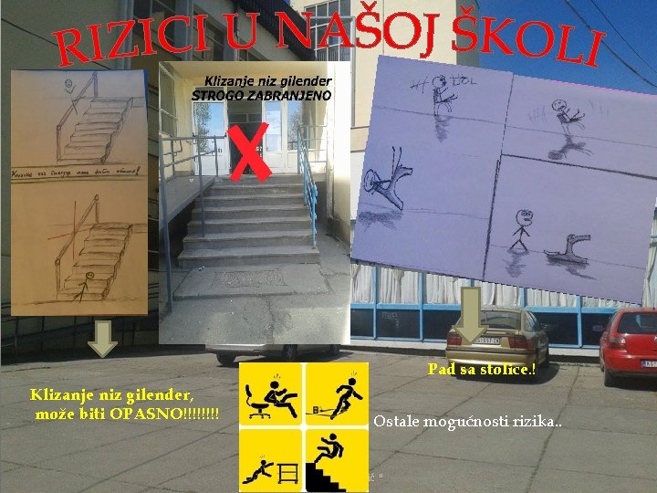 Pad sa stolice. ! Klizanje niz gilender, može biti OPASNO!!!! Ostale mogućnosti rizika. .